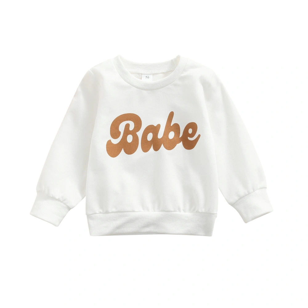 Kids Pullover, Letter Print Round Neck Long Sleeve Tops Blouse