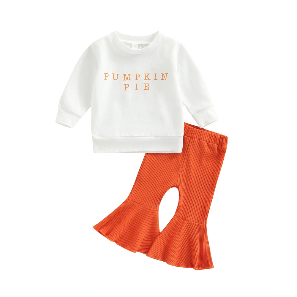 Baby Pants Suit Halloween Letters Long Sleeve Tops + Flared Pants