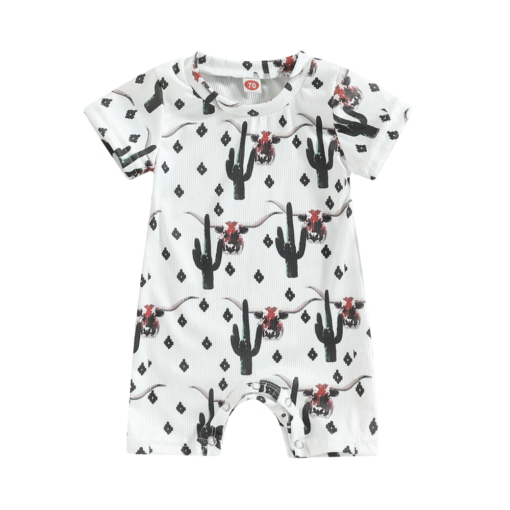 Infant Baby Girls Boys Romper Cow Print Short Sleeve Jumpsuits