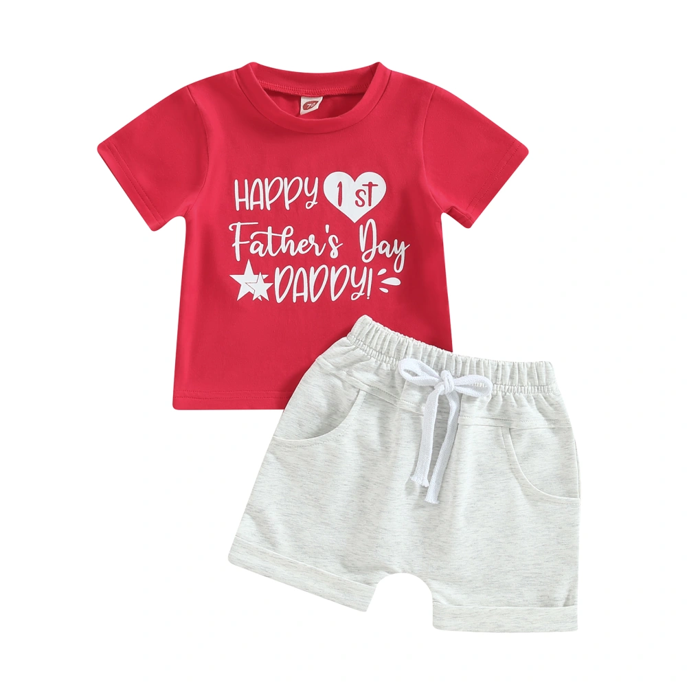 Baby Boys Father's Day Outfits Summer Letter Print T-shirt and Shorts