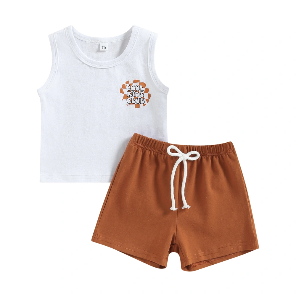 Baby Boys Shorts Set, Letters Print Tank Top with Elastic Waist Shorts