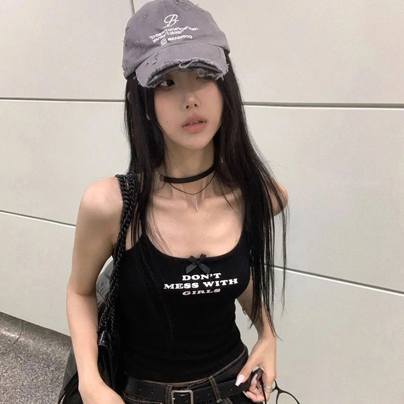 Women's Cami Tops Spaghetti Strap Little Bow Letter Print Camisole