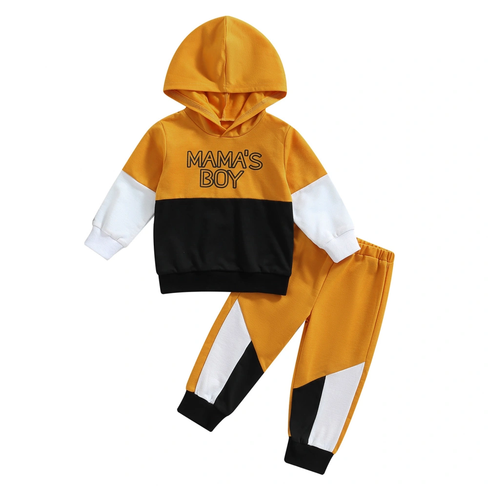 Baby Boy 2PCS Splice Outfits, Long Sleeve Letter Hoodie + Long Pants