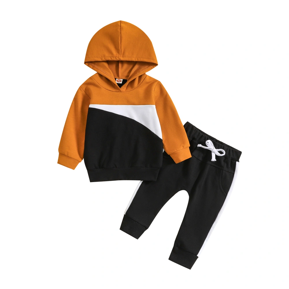 Baby Boys Pants Set, Patchwork Long Sleeve Hoodie with Sweatpants