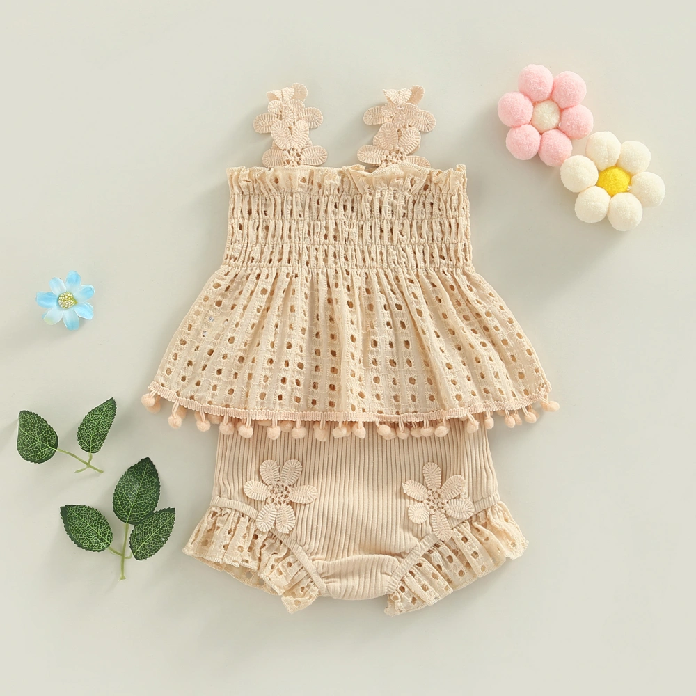 Toddler Baby Girls Summer Outfit Cutout Pleated Tank Tops and Shorts