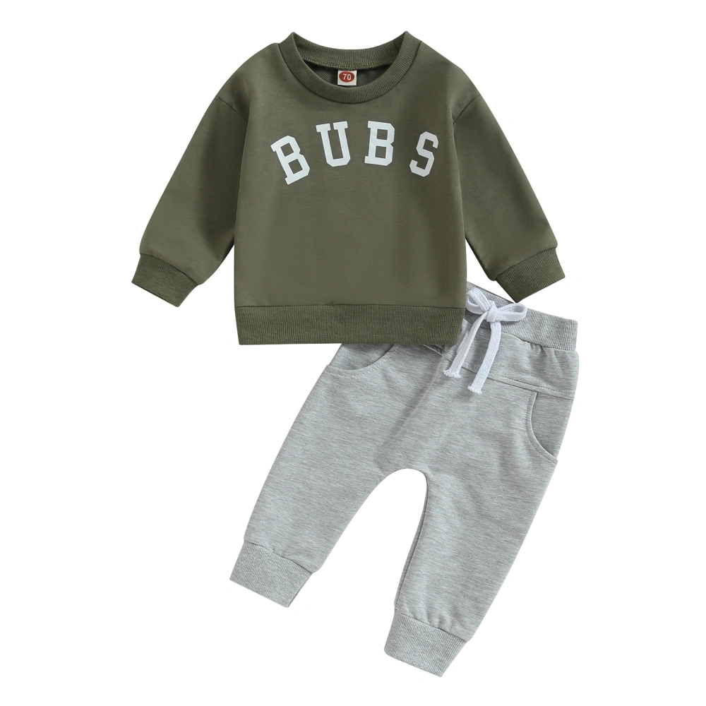 Baby Boy Fall Outfits Letter Print Sweatshirt + Pants Toddler Clothes