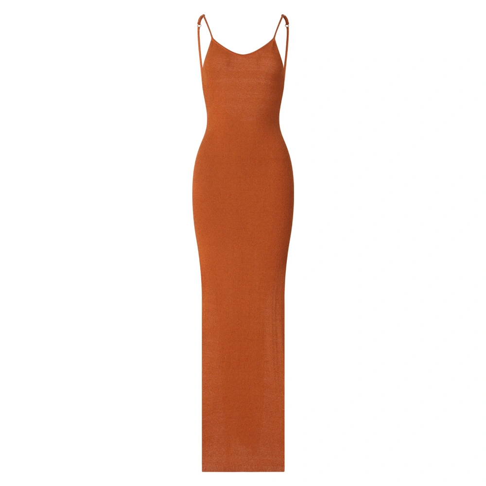 Women's Bodycon Long Dress, Spaghetti Strap V Neck Side Split Dress