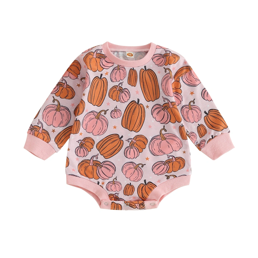 Girls Sweatshirt Romper Halloween Pumpkin Print Jumpsuits for Infant