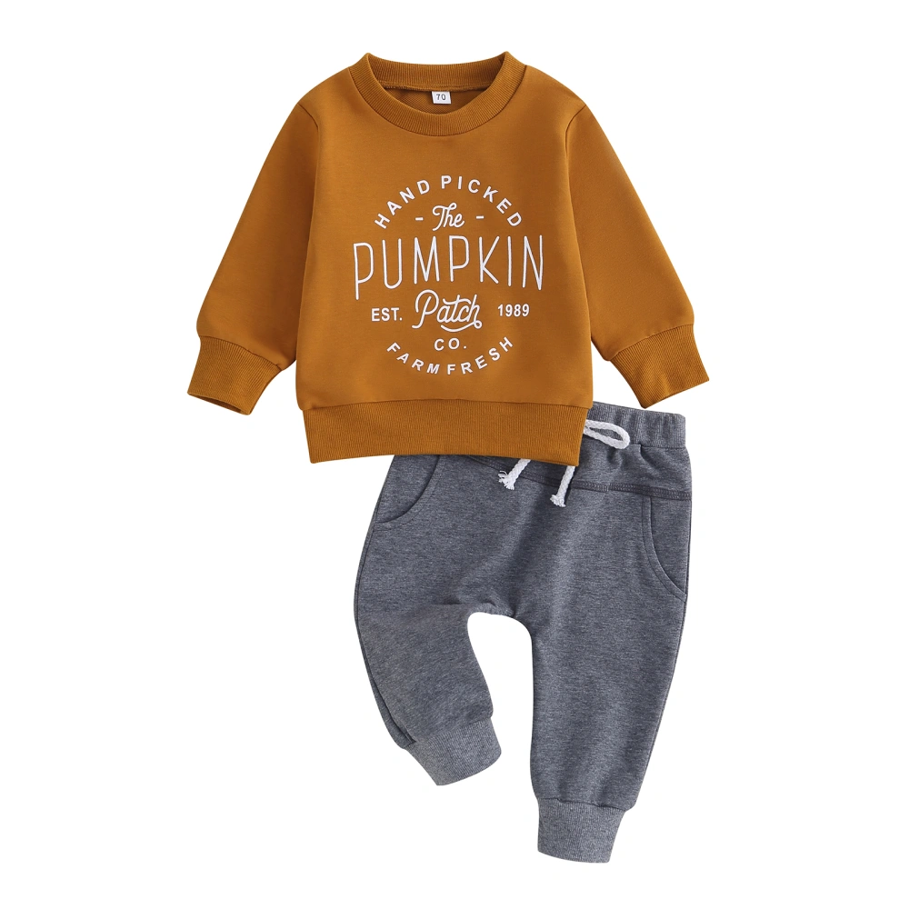 Toddler Boys Long Sleeve Letter Print Tops and Drawstring Pants Sets