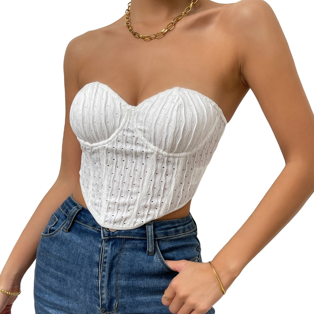 Women Tube Tops Steel Ring Fishbone Jacquard Wrap Chest Tops