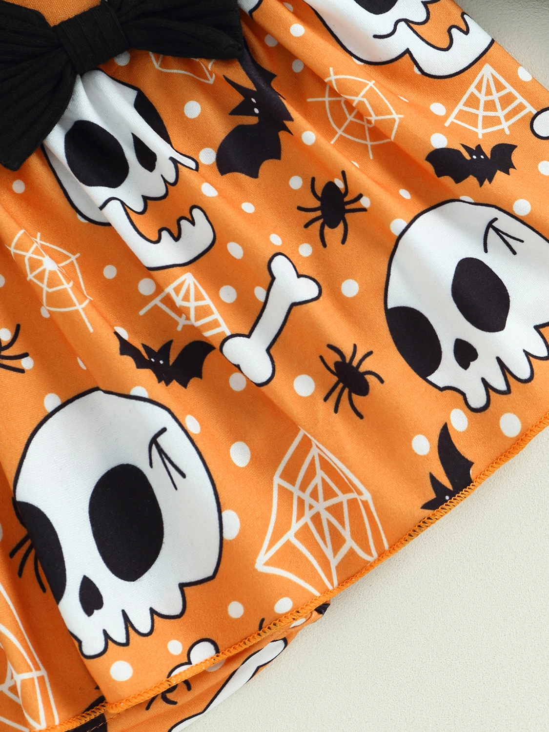 Baby Girl 2Pcs Halloween Outfits Skull Print Romper with Headband Set