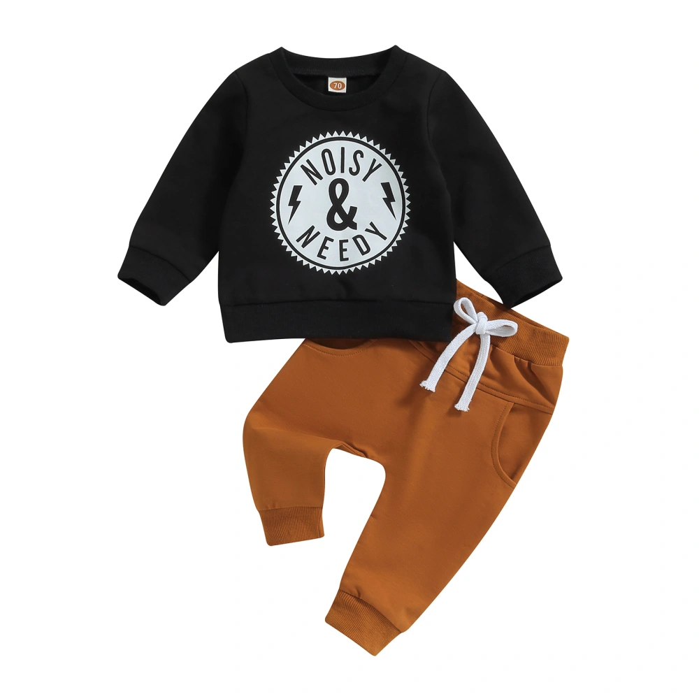 Baby Boy Fall Outfits Long Sleeve Clock Print Sweatshirt + Pants Set