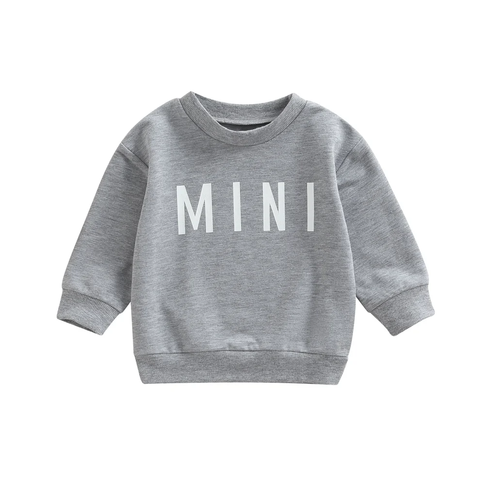 Kids Pullover, Letter Print Crew Neck Long Sleeve Casual Tops