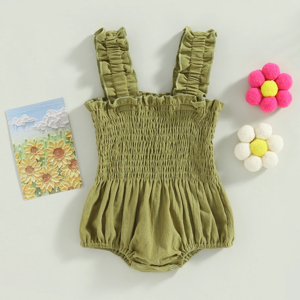 Baby Girl Romper Sleeveless Off Shoulder Pleated Casual Jumpsuit 