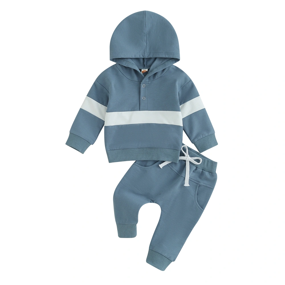 Toddler Boys Fall Outfits Contrast Color Hooded Hoodies Long Pants