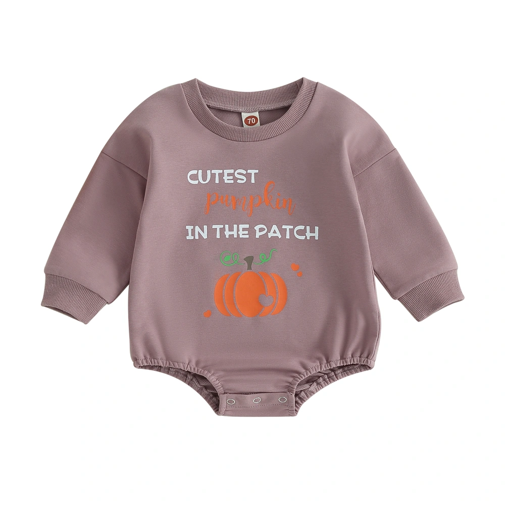 Halloween Baby Girls Romper Long Sleeve Letters Pumpkin Print Bodysuit