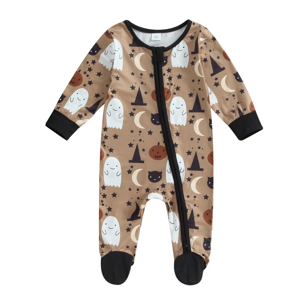 Toddler Baby Footed Zipper Rompers Halloween Long Sleeve Jumpsuit 