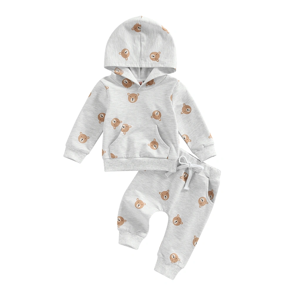 Toddler Baby Suit, Cartoon Bear Long Sleeve Hooded Tops+Long Pants