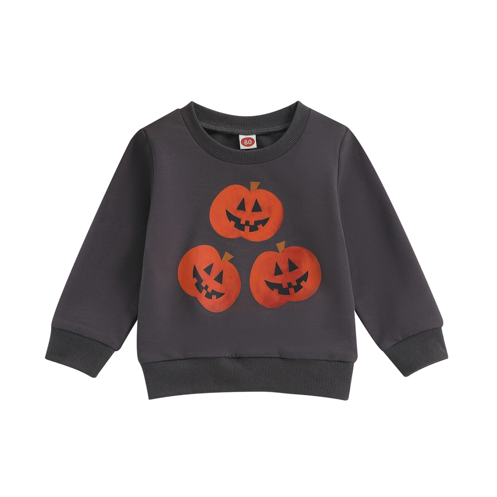 Baby Halloween Sweatshirt Long Sleeve Cartoon Pumpkin Print Pullover