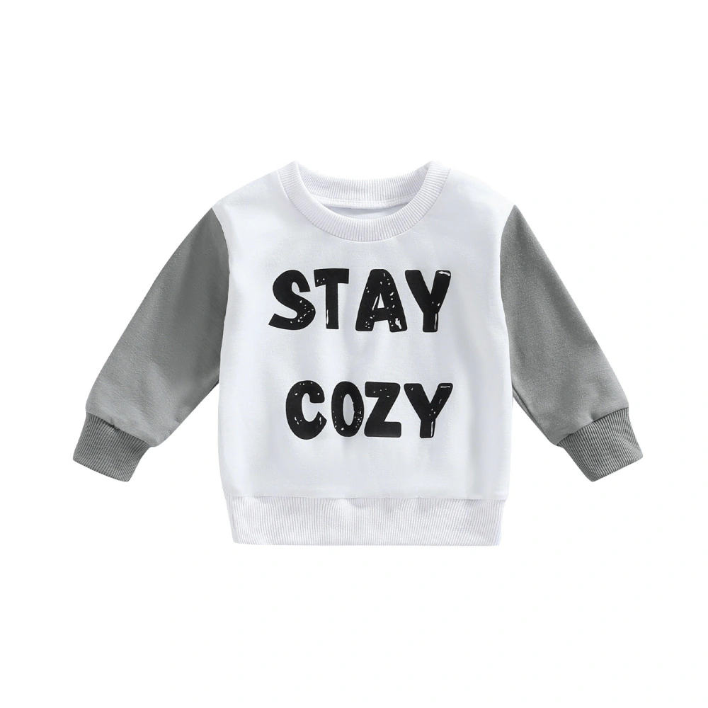 Baby Boys Hoodie, Long Sleeve Letters Print Patchwork Tops Pullover 