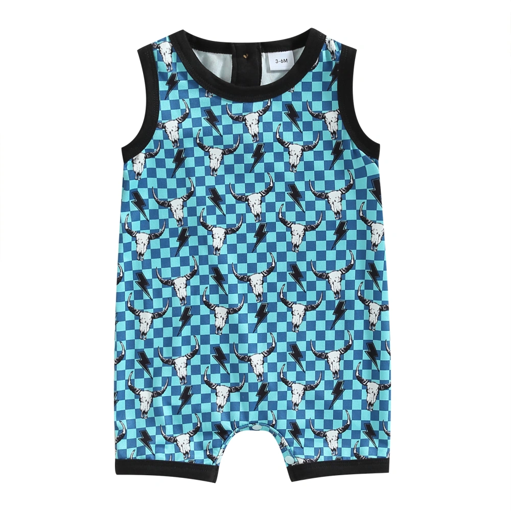 Infant Baby Boys Romper Cow Head/Cowboy Hat Print Newborn Jumpsuit