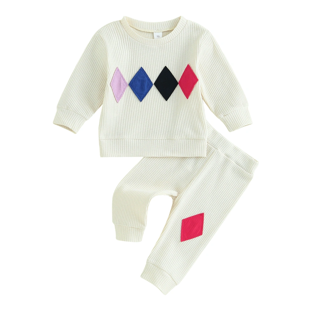 Toddler Boys Fall Outfits Geometry Pattern Sweatshirts Pants Set