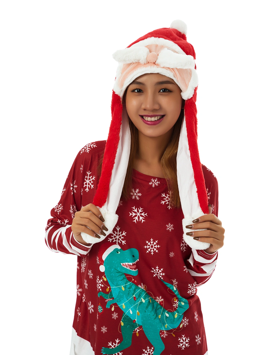 Cute Christmas Hat, Santa Claus Beard/Elk Ear Moving Jumping Hats