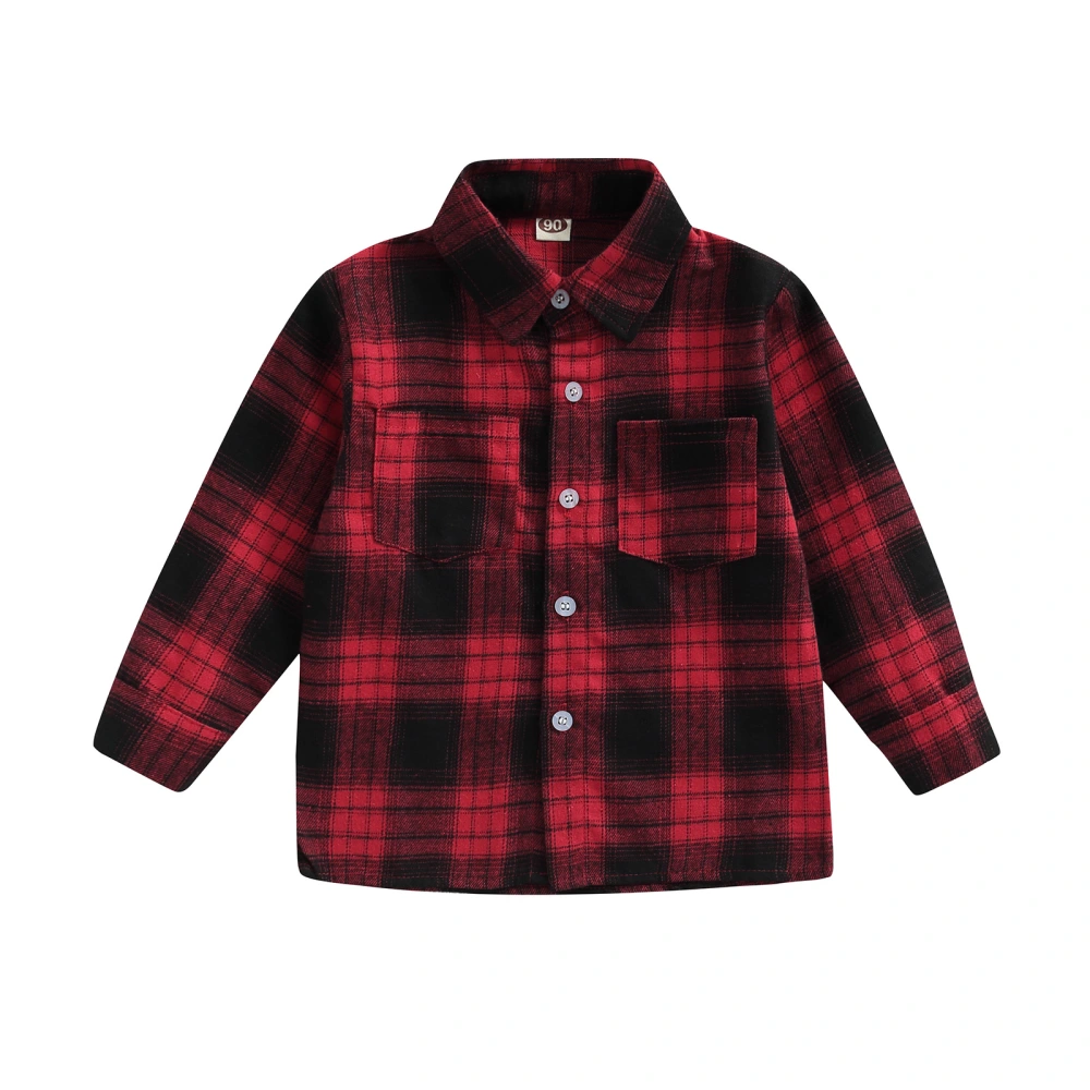 Kids Shirt Jacket Angel Wings Print Long Sleeve Button Plaid Jacket