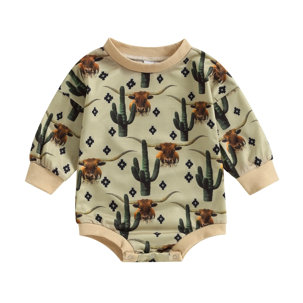 Baby Boys Girls Sweatshirts Rompers Cow Head/Horse Print Bodysuits