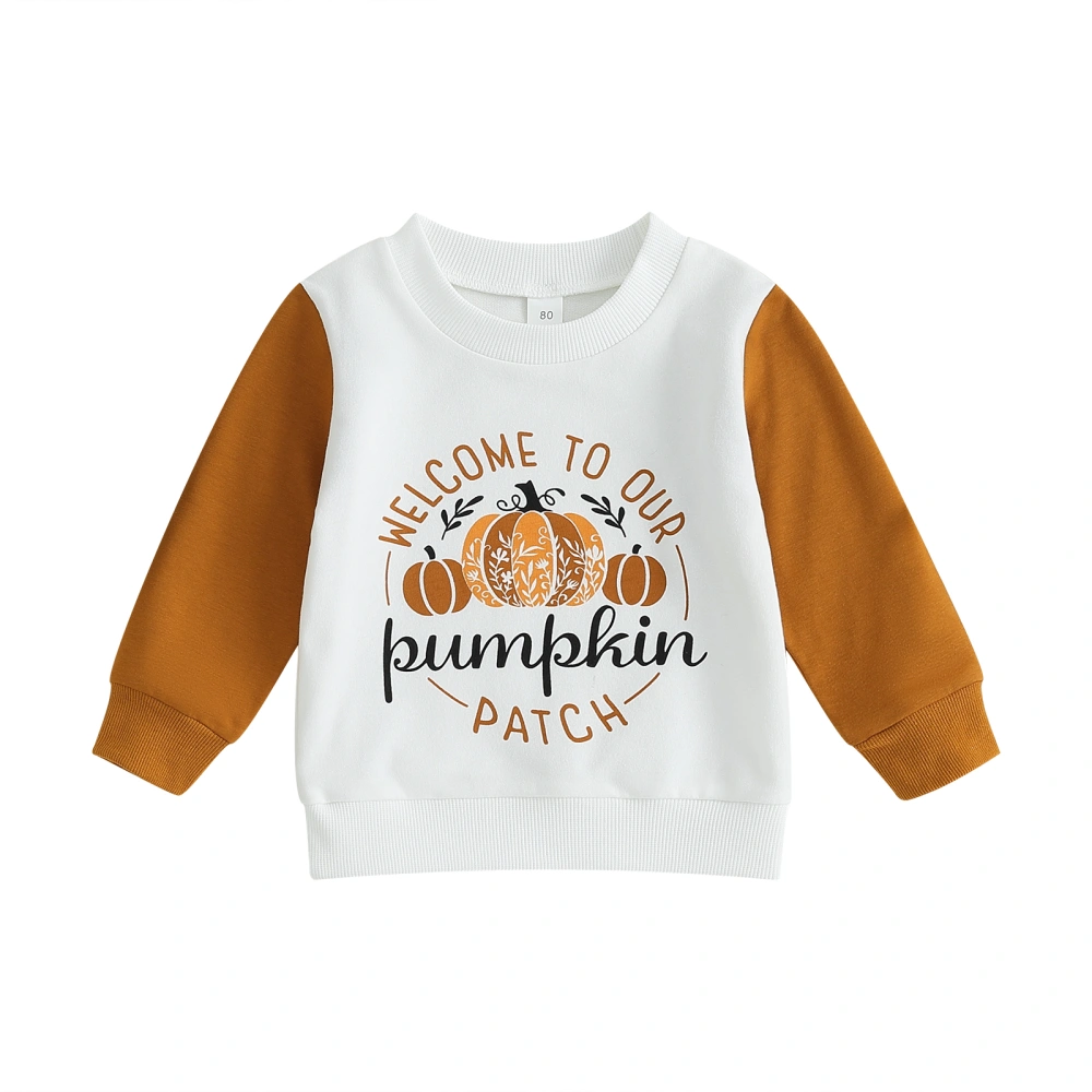 Toddler Halloween Sweatshirt Long Sleeve Letter & Pumpkin Pullover