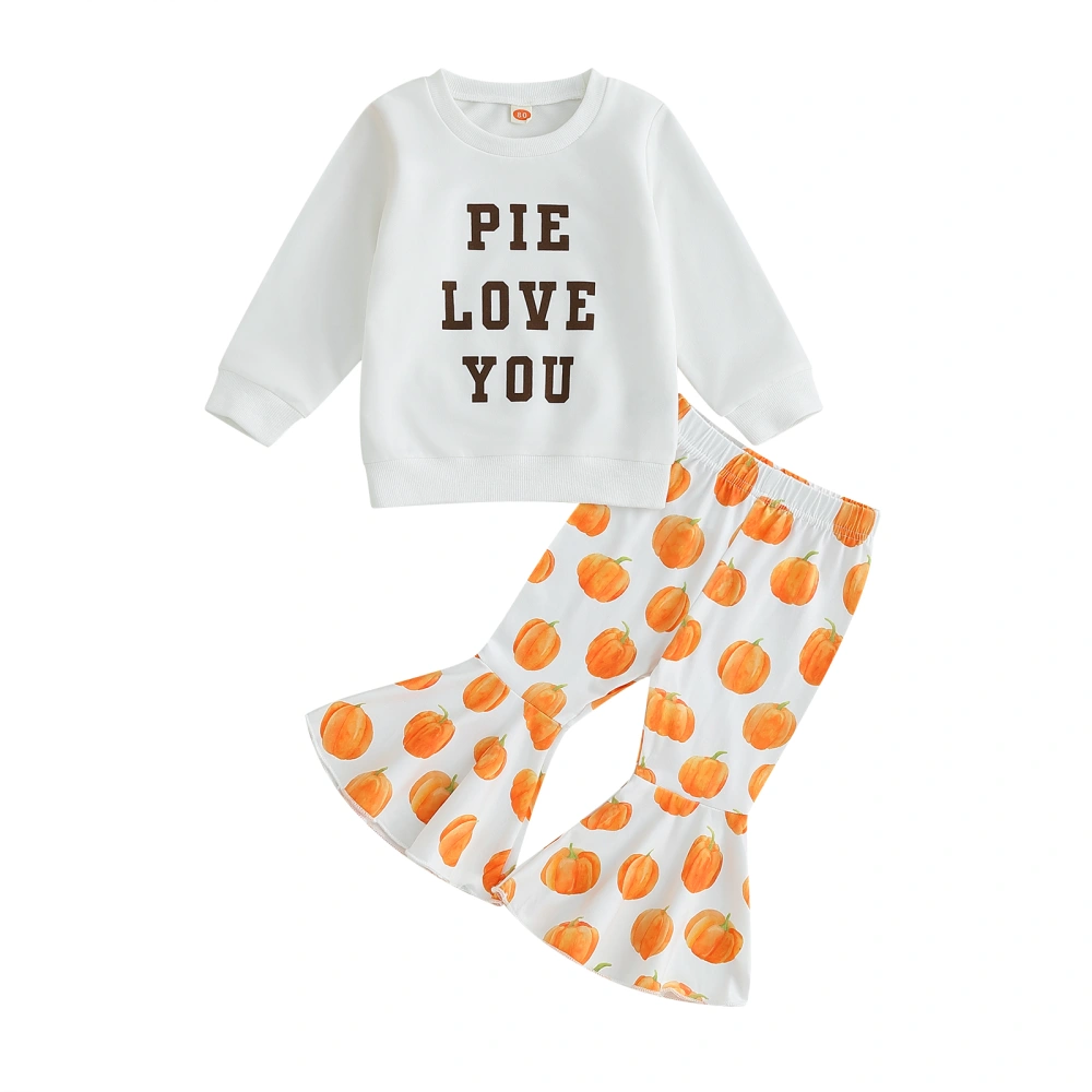 Baby Girl Halloween Outfits Sweatshirt + Pie/Pumpkin Print Pants Set