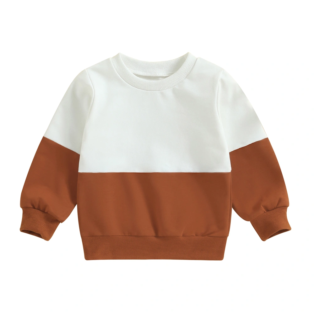 Baby Fall Sweatshirt Round Neck Contrast Color Long Sleeve Pullovers 