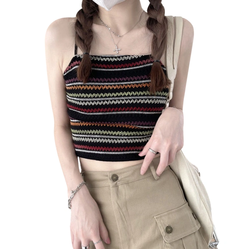 Women Crop Vest Tops, Sleeveless Off Shoulder Knitting Shirt