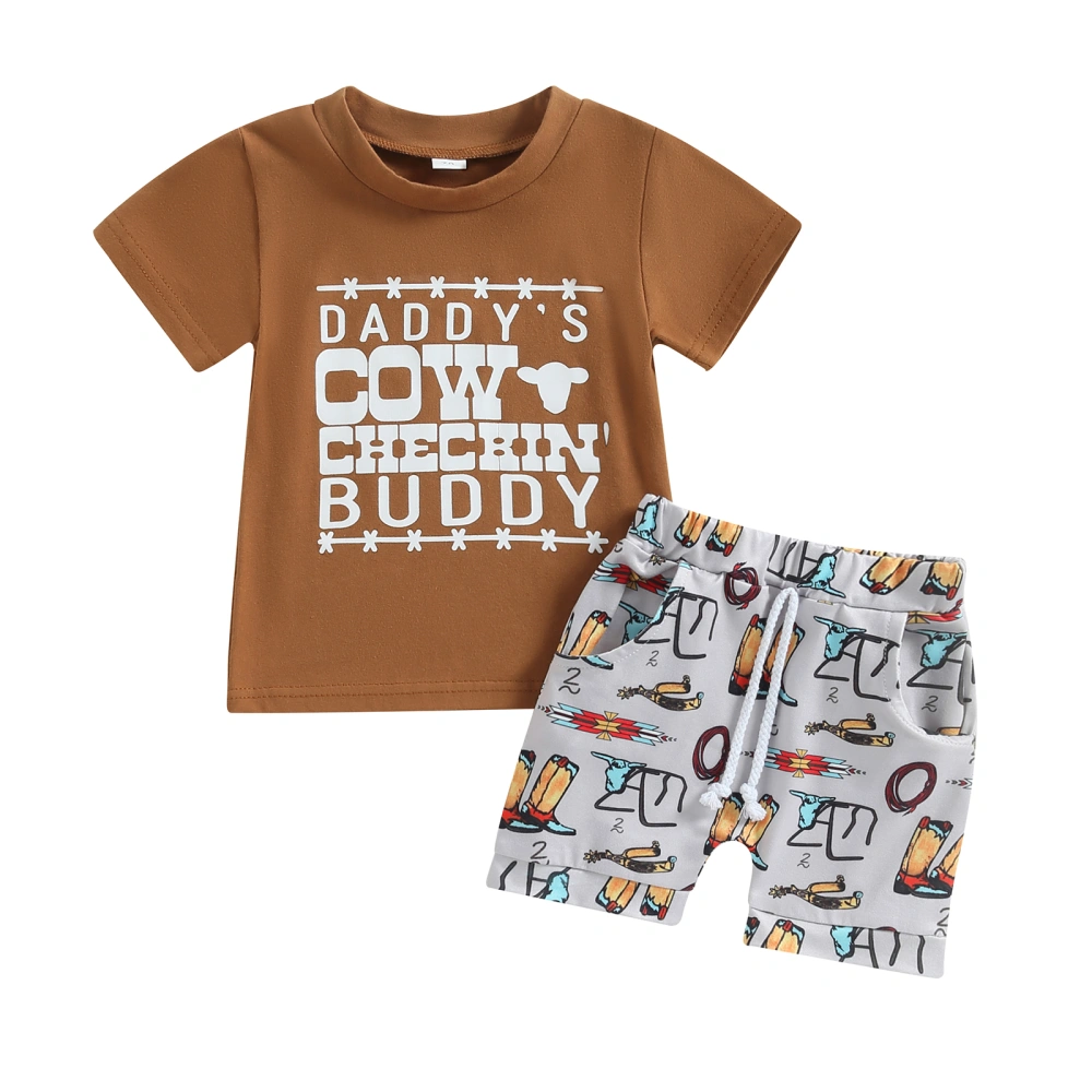 Infant Boys Summer Clothes Outfits Letter Print T-Shirts Shorts Suit