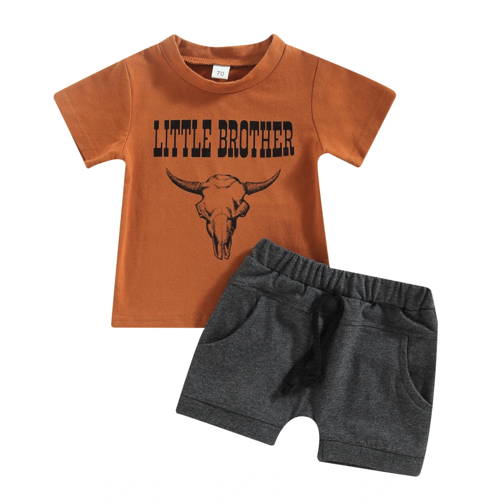 Baby Boy Western Clothes, Graphic Letter Print T-Shirt + Shorts Set