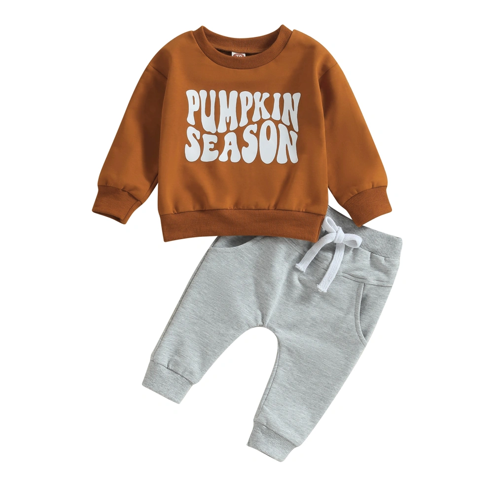 Infant Boy 2Pcs Fall Clothes Set Letter Long Sleeve Sweatshirt Pants