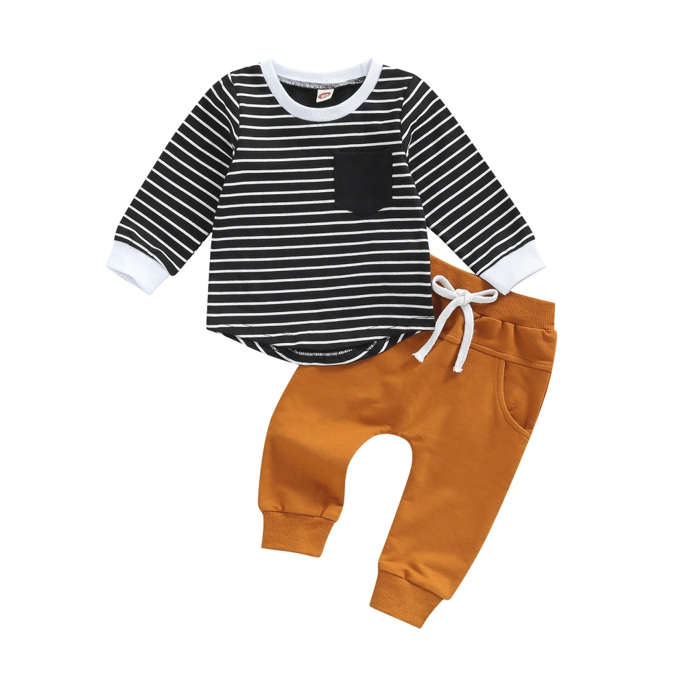 Toddler Baby Suit, Stripe Long Sleeve Tops+Drawstring Long Pants