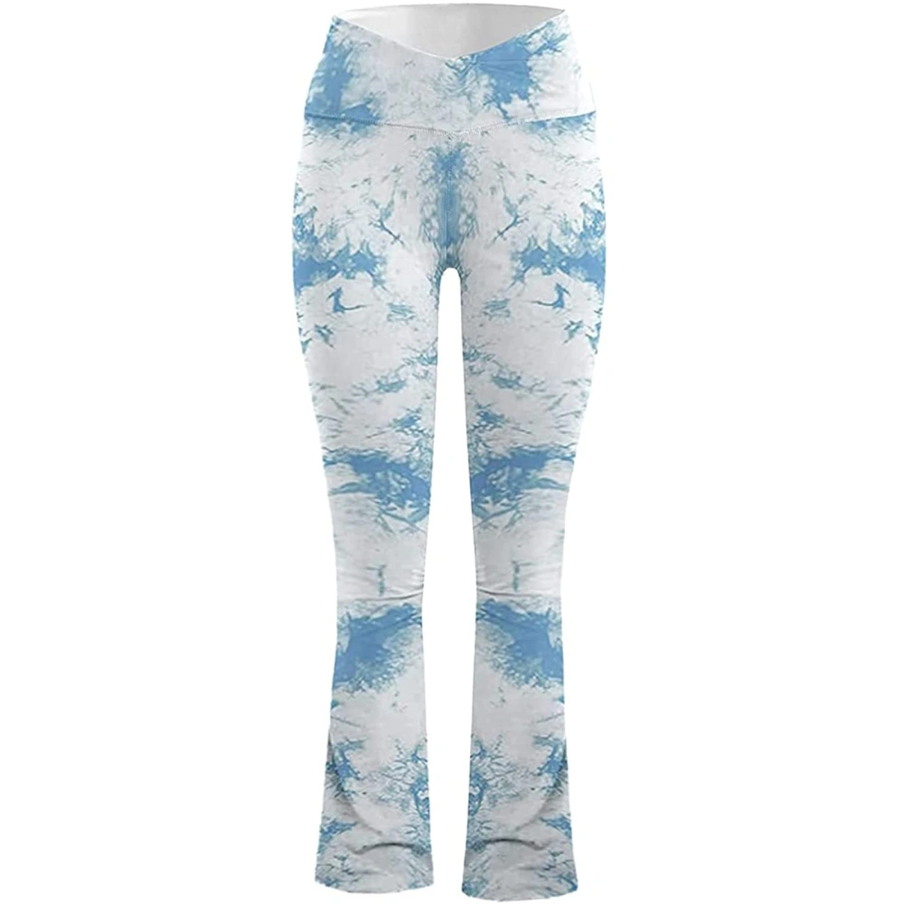 Women V Cross Waist Leggings, Solid Color/ Tie-dyed Print Yoga Pants