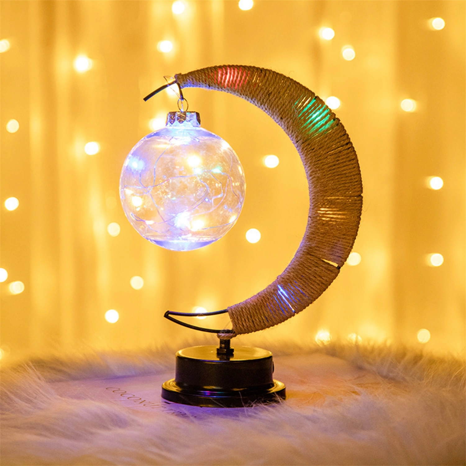 Moon Table Lamp with Wishing Ball, Christmas Decorative Gift 