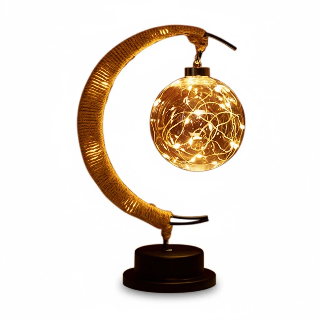 Moon Table Lamp with Wishing Ball, Christmas Decorative Gift 