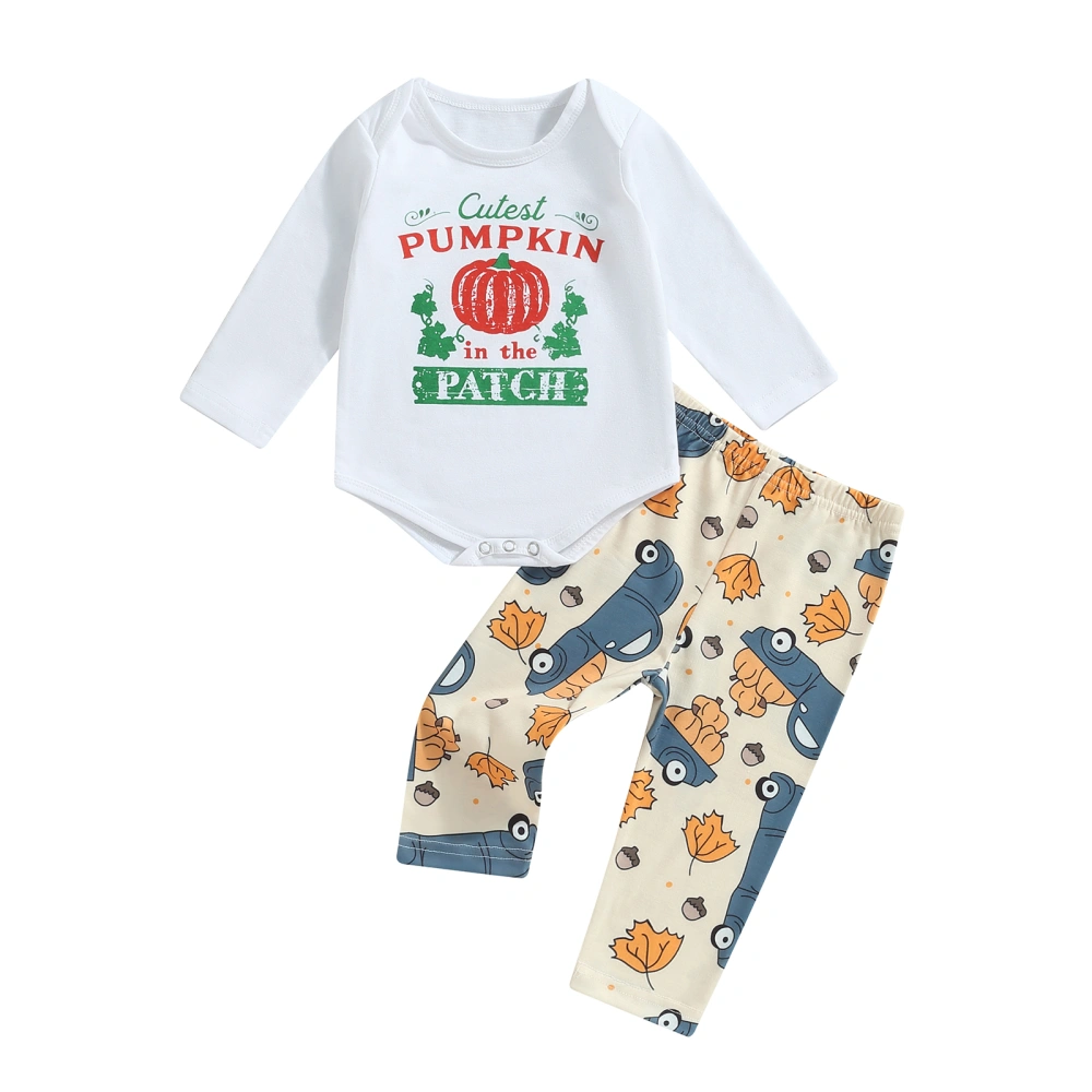 Halloween Baby Clothes Pumpkin Print Long Sleeve Rompers and Pants 