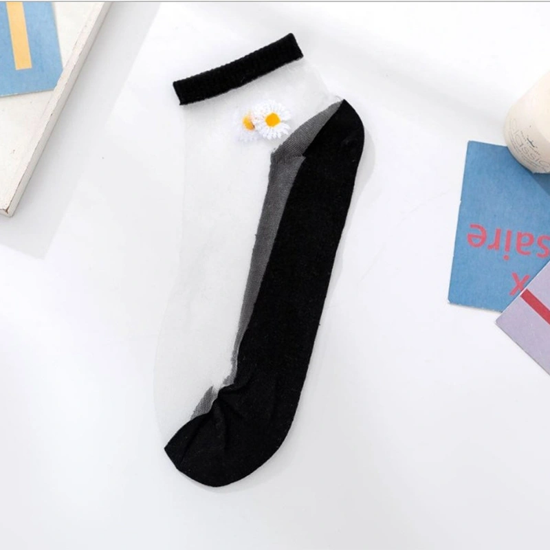 Female Cotton Socks, Daisy Flower Pattern Ankle Socks Short Tube Socks