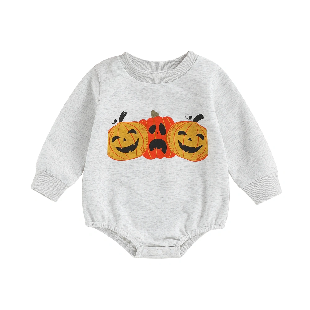 Toddler Baby Sweatshirt Rompers Halloween Pumpkin Skull Print Jumpsuit