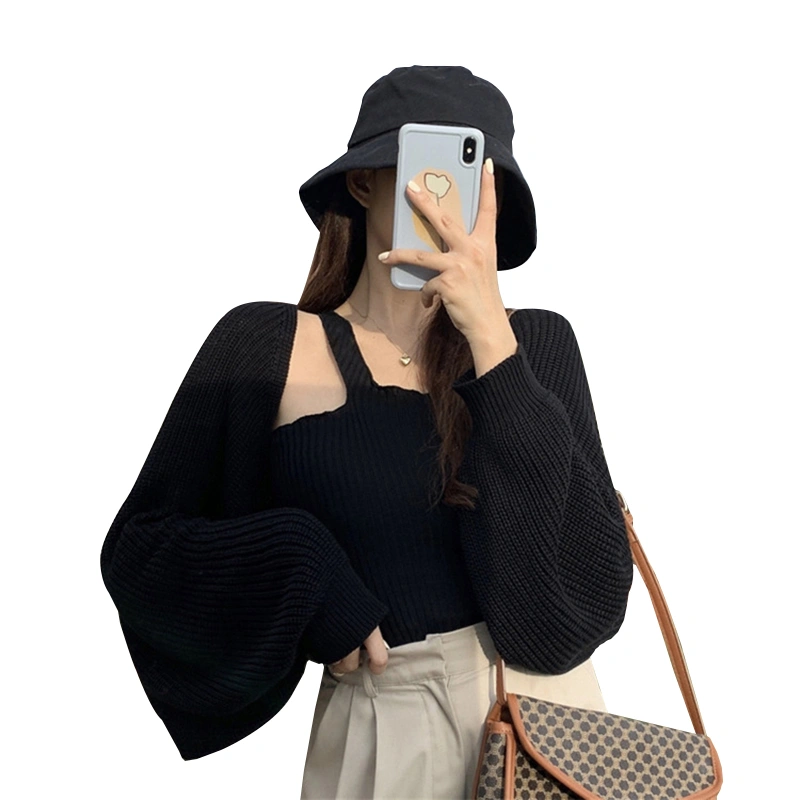 Women’s Fashion Solid Color Long Sleeve Knitted Short Style Coat