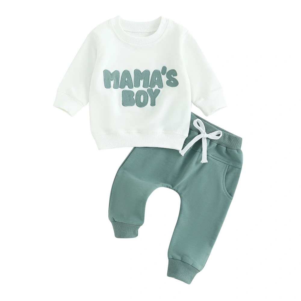 Boy Long Sleeve Letter Embroidery Sweatshirt and Drawstring Pants Sets