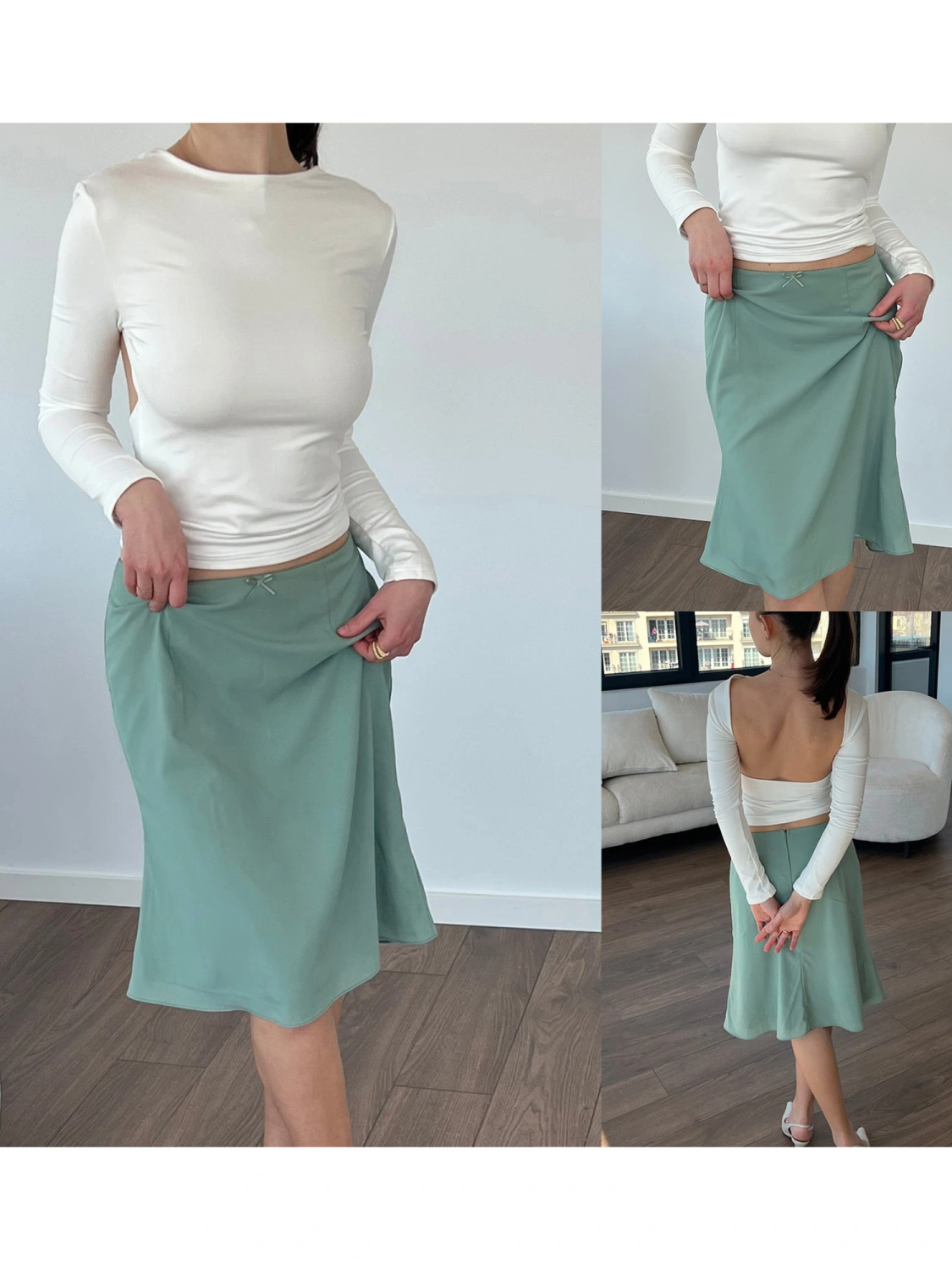Women's Solid Color Midi Skirts Elegant Low Waist Flared Skirts