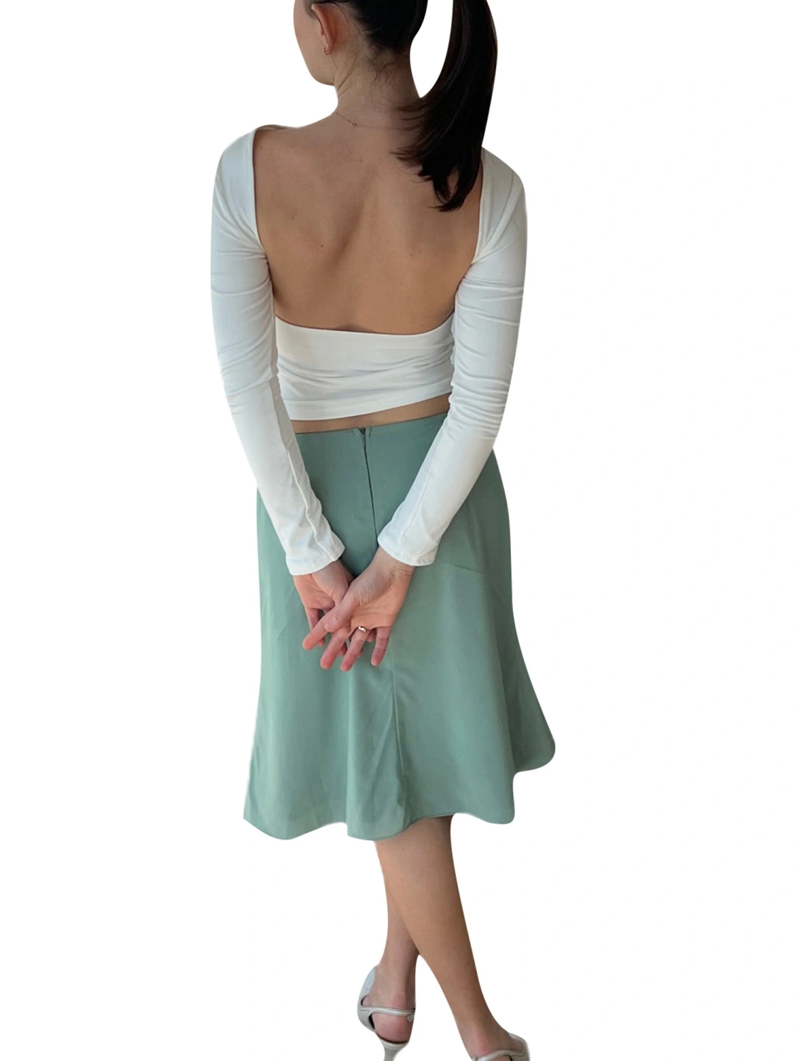 Women's Solid Color Midi Skirts Elegant Low Waist Flared Skirts
