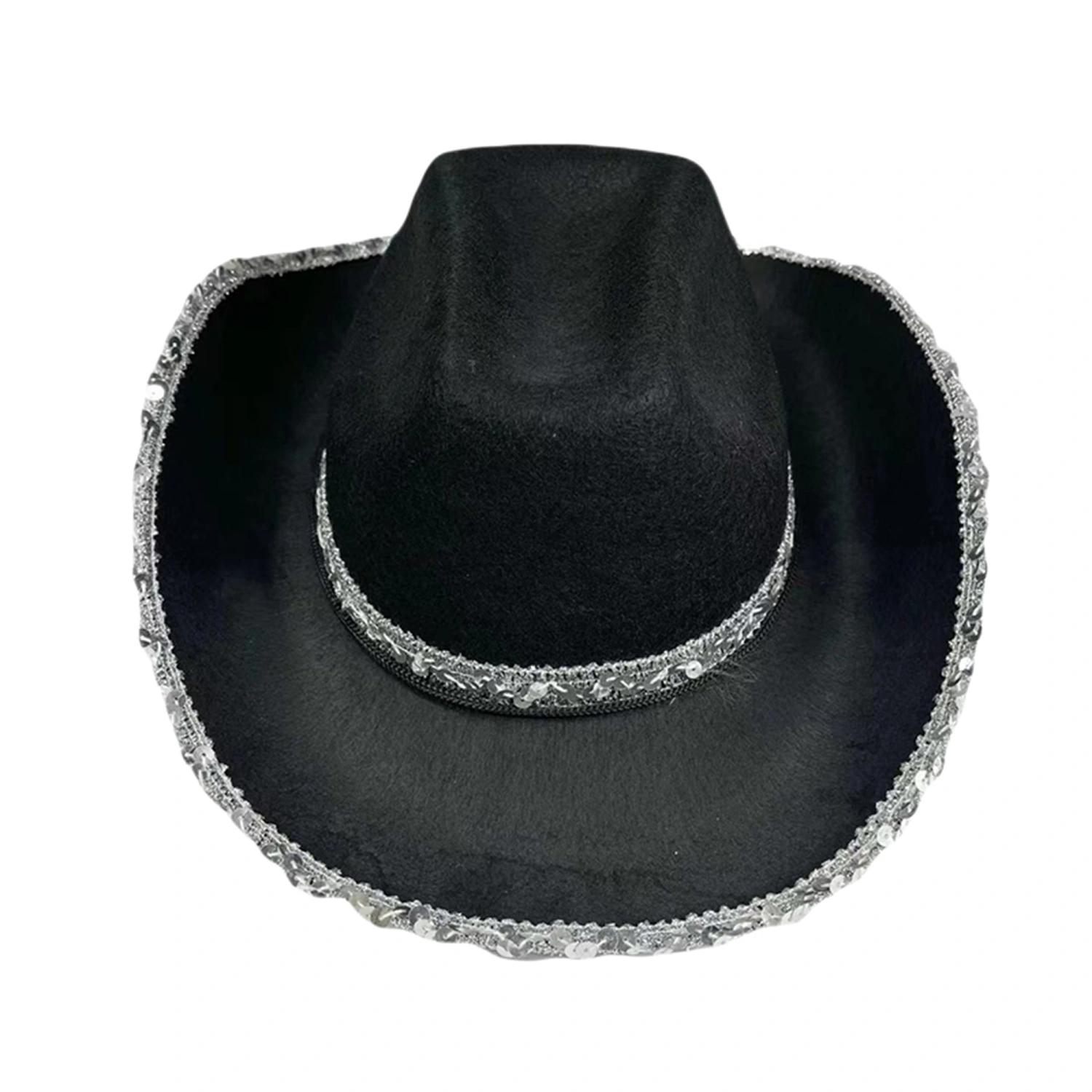 Women Cowboy Hat, Shiny Sequined Wide Brim Western Large Thick Cap