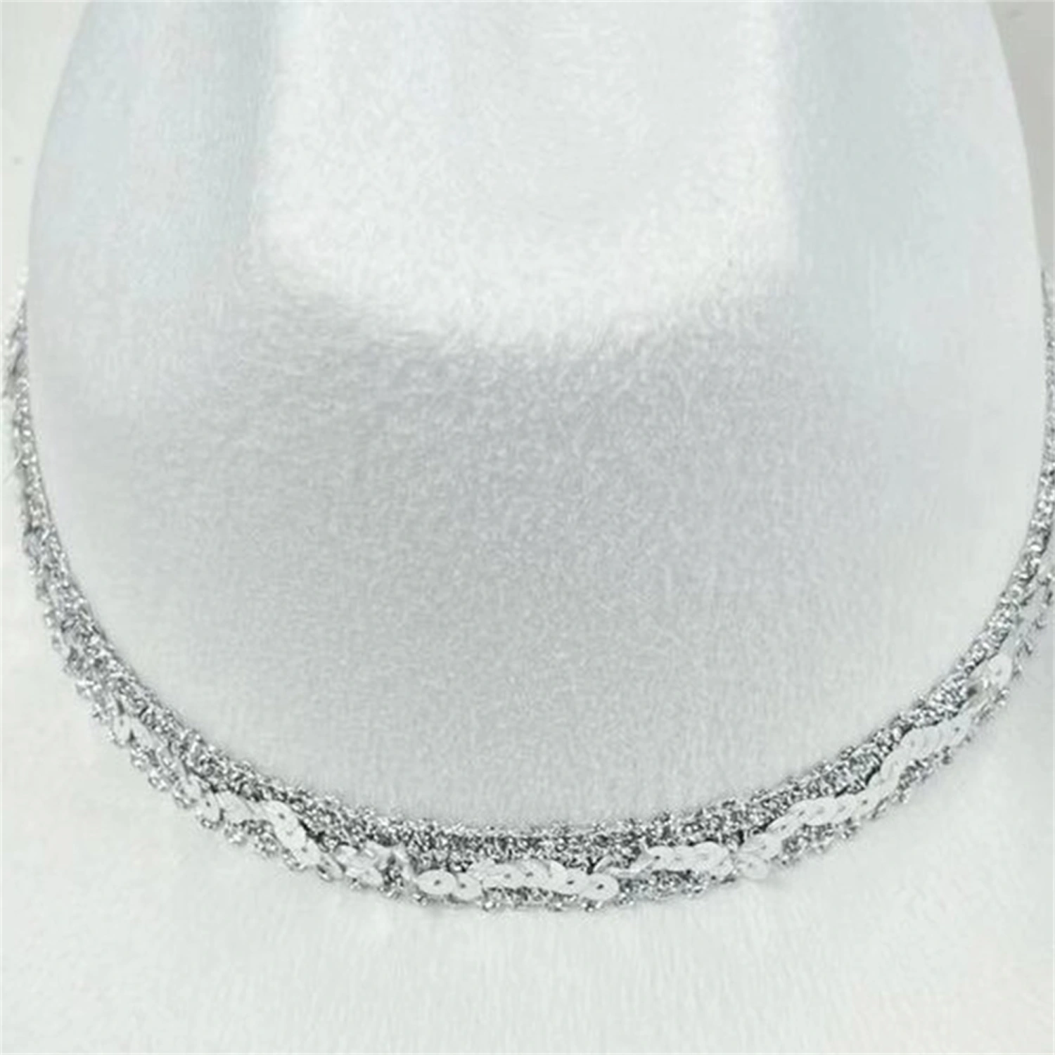 Women Cowboy Hat, Shiny Sequined Wide Brim Western Large Thick Cap