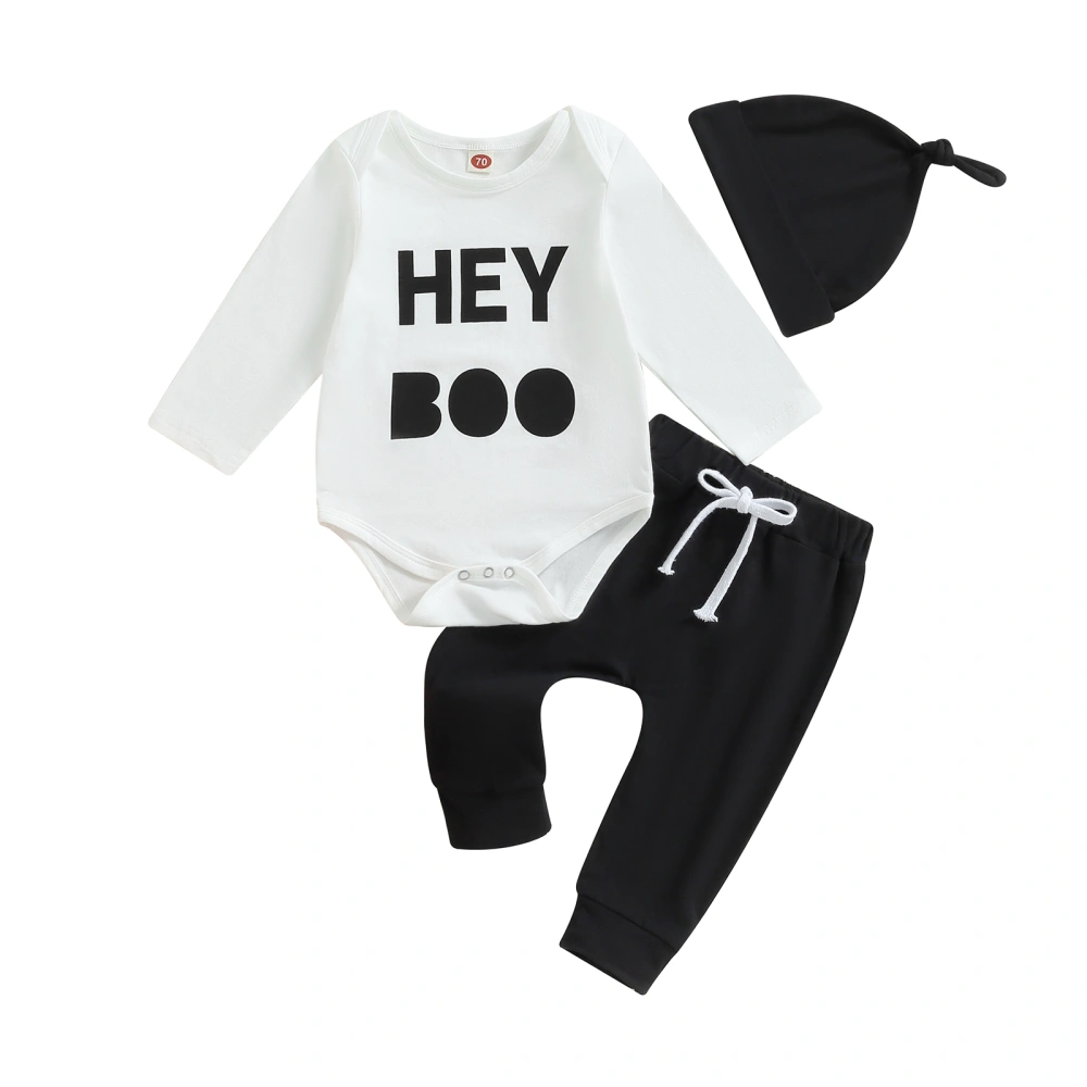 Baby Boy 3 Piece Outfit Halloween Letter Print Rompers and Pants Hat